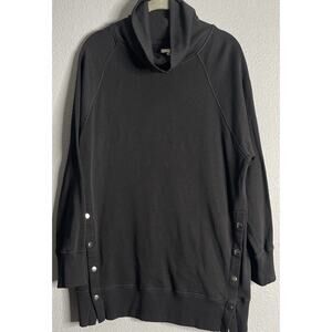 Maurices Women's Long Sleeve Cowl Neck Sweatshirt Size M Black Silver Side Snaps